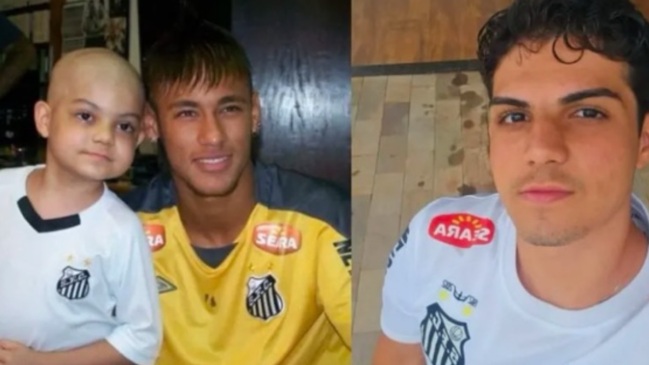 Santos registra abraço histórico entre Neymar e torcedor que lutou contra leucemia