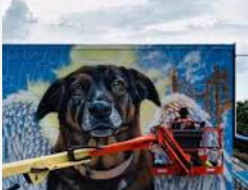 Artista trindadense pinta mural em homenagem ao cãozinho Orelha, vítima de maus-tratos