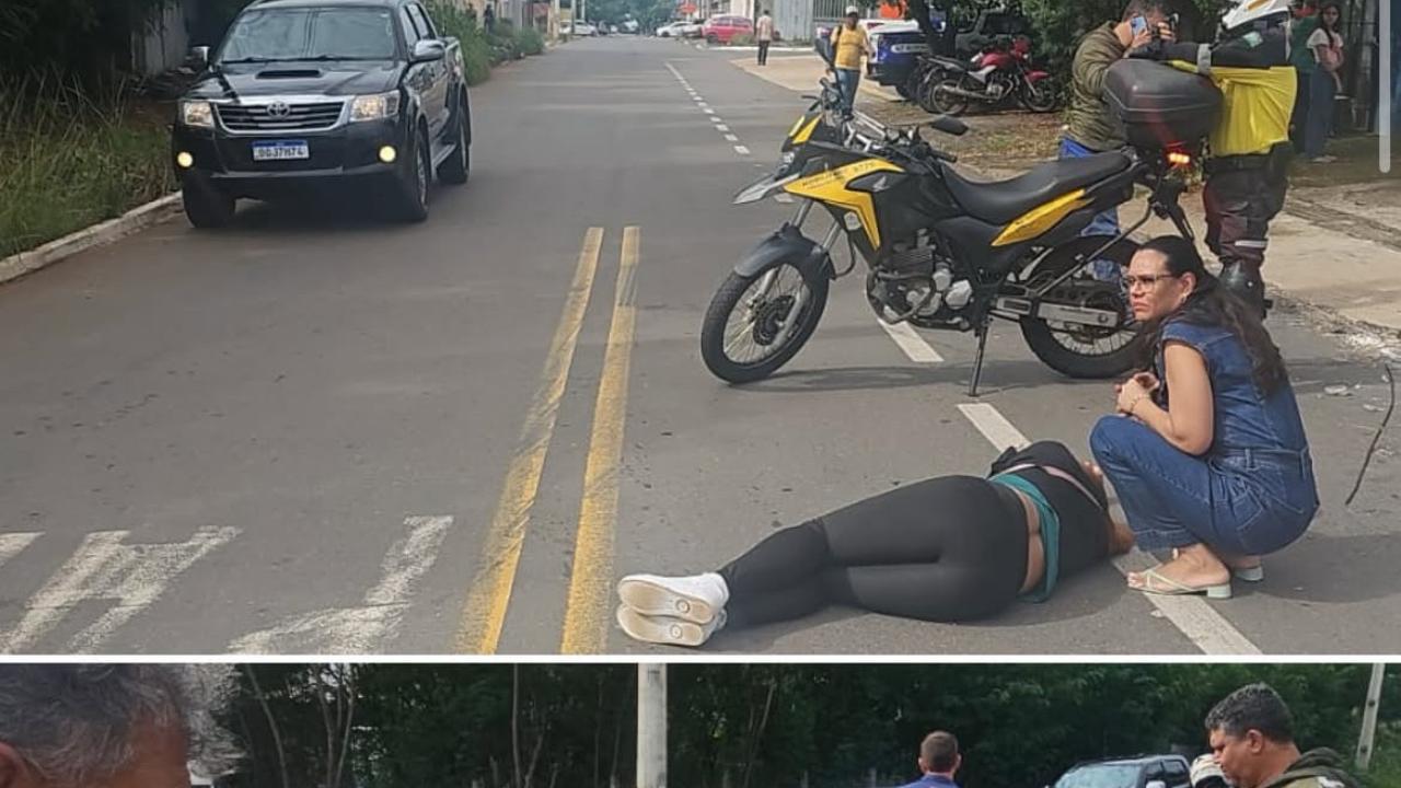 Agentes de trânsito socorrem motociclista após acidente no bairro São Francisco
