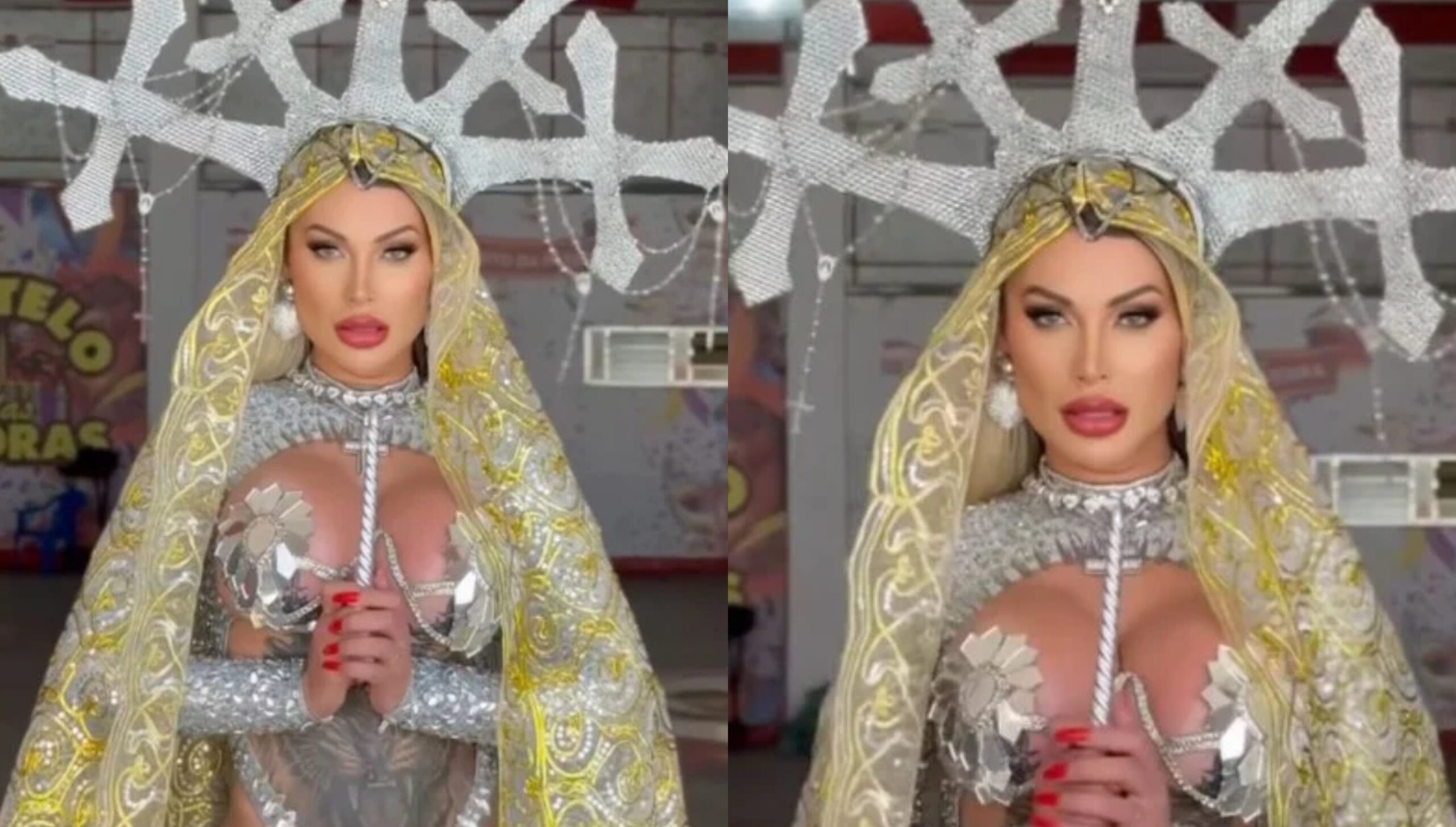 Andressa Urach faz ensaio vestida de santa após ataques por vídeo com o filho