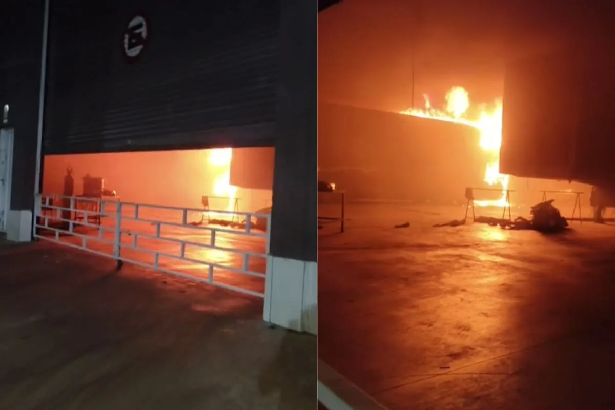 Incêndio de grandes proporções destrói galpão de artistas em Goiânia