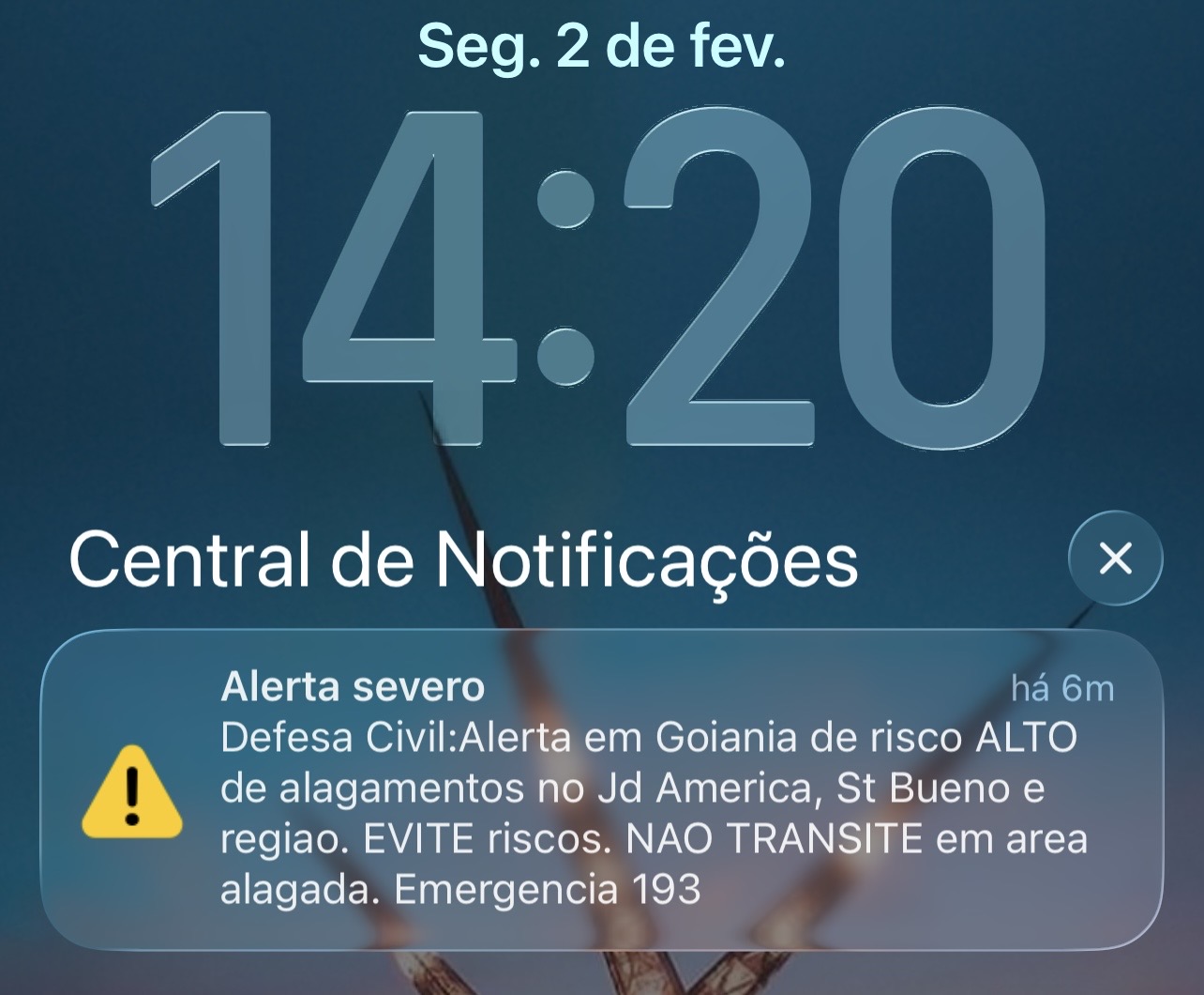 Defesa Civil emite alerta de risco de enxurradas e alagamentos em Goiânia