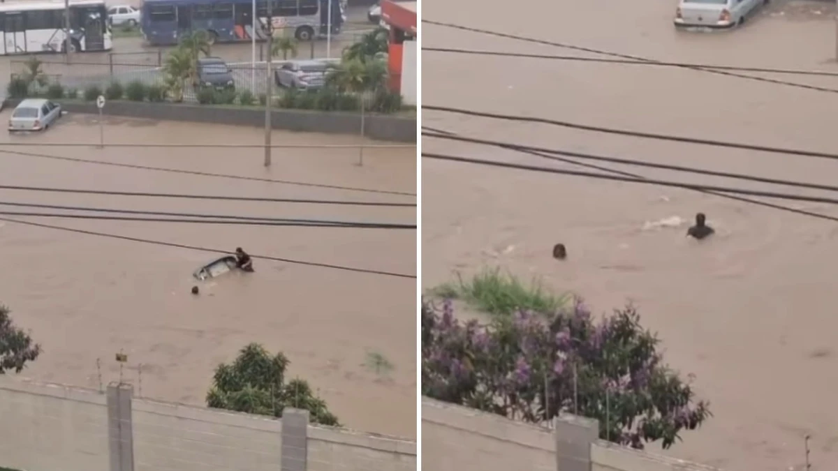 Mulher desaparece após ser arrastada por enxurrada durante chuva forte