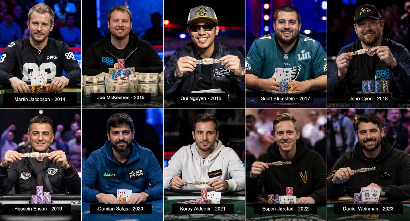 Campeões do poker profissional na última década: os nomes que redefiniram o jogo