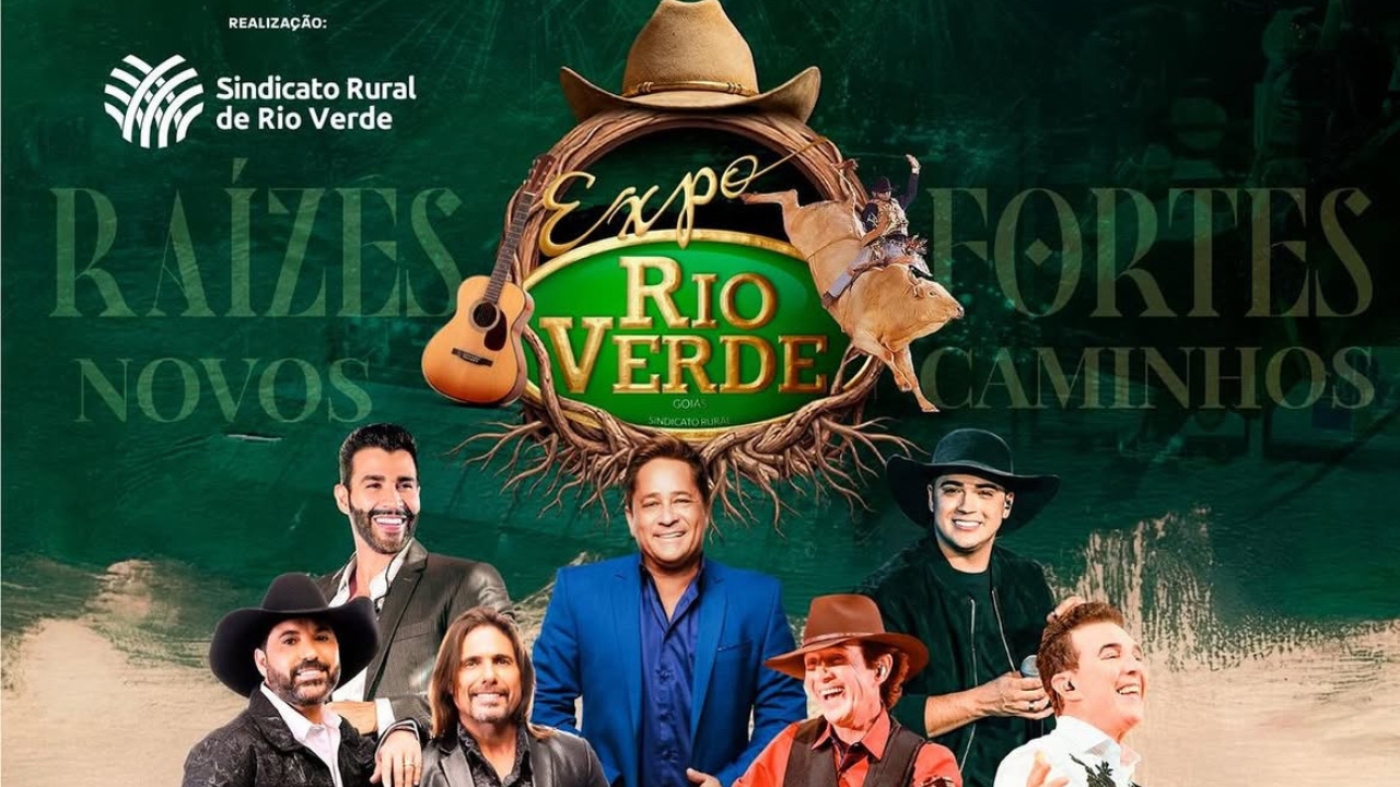 Expo Rio Verde 2026 anuncia shows de Gusttavo Lima, Leonardo e Natanzinho Lima entre 2 e 12 de julho