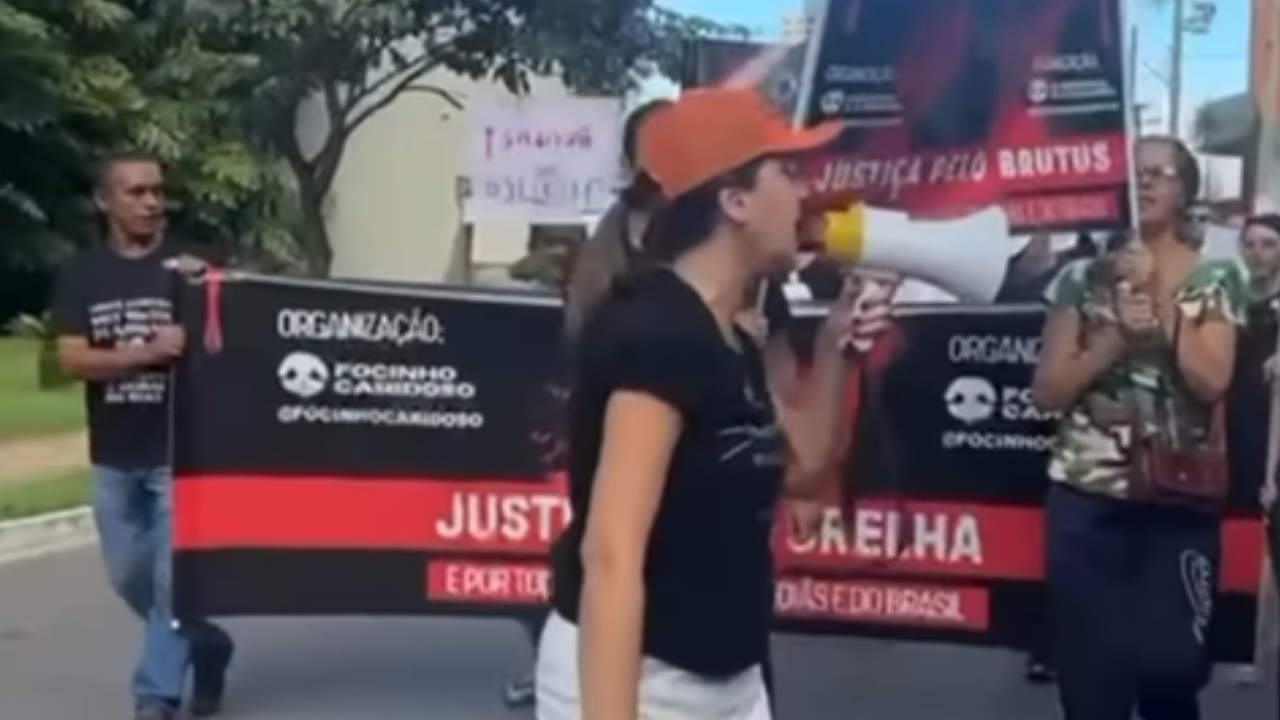 Protesto por justiça ao cão Brutus mobiliza multidão em Goiânia; assita ao vídeo