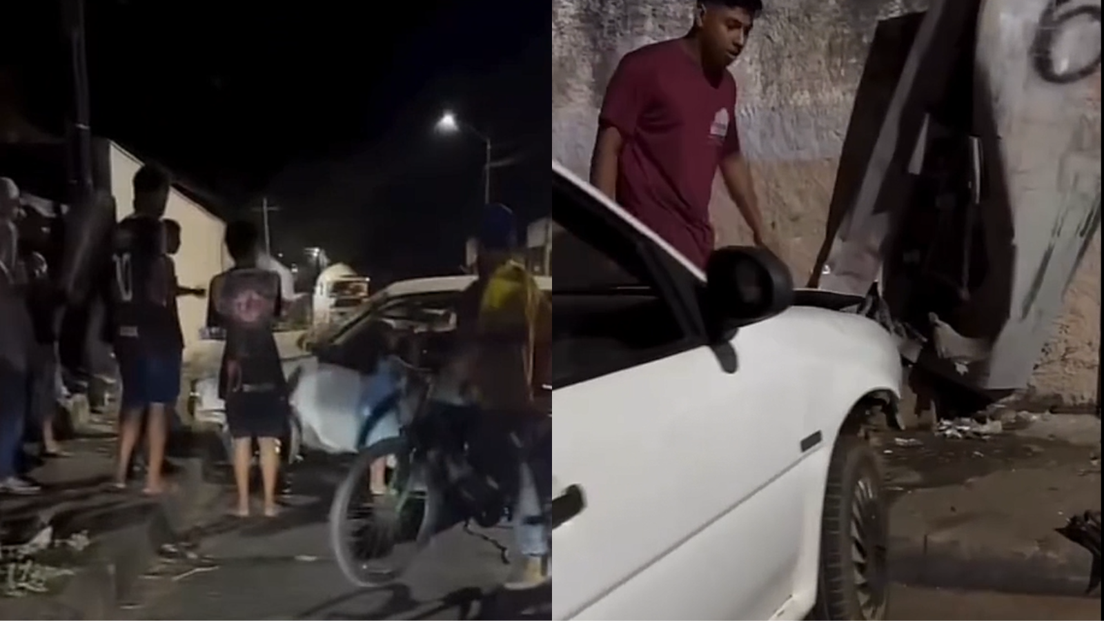 Motorista supostamente embriagado perde controle e colide contra caixa de telefonia em Aparecida de Goiânia; assista ao vídeo