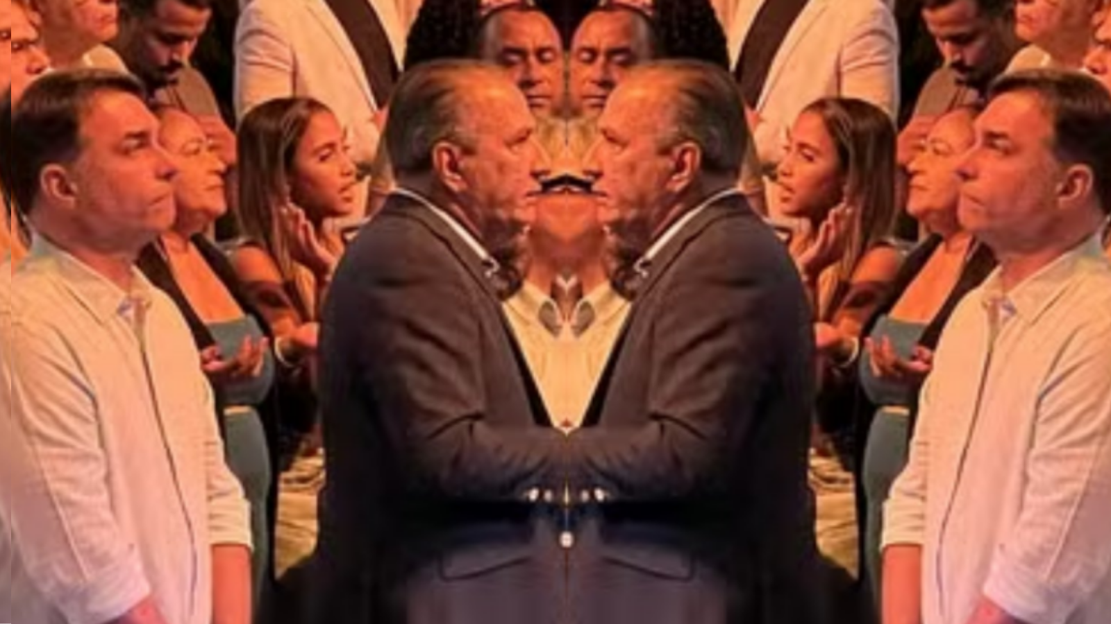 Flávio Bolsonaro e Silas Malafaia selam “paz e amor” em culto no Rio