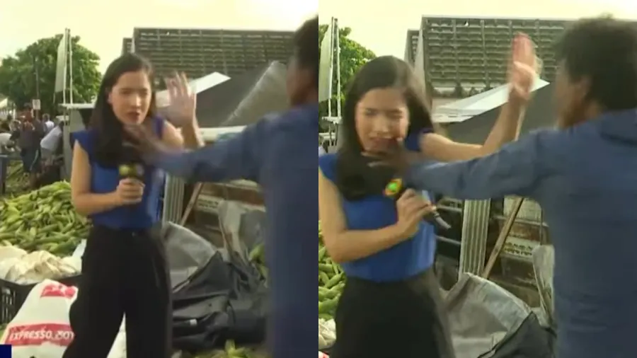 Repórter da Band é agredida ao vivo durante transmissão em mercado na Paraíba