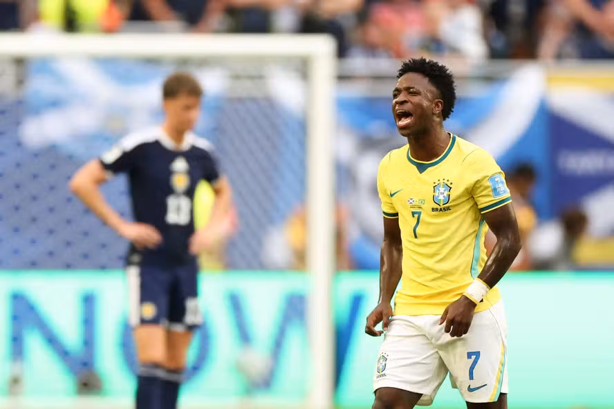 Se eles têm Messi e Mbappé, Brasil pentacampeão tem Vini Jr, com 4 gols na Copa de 2026