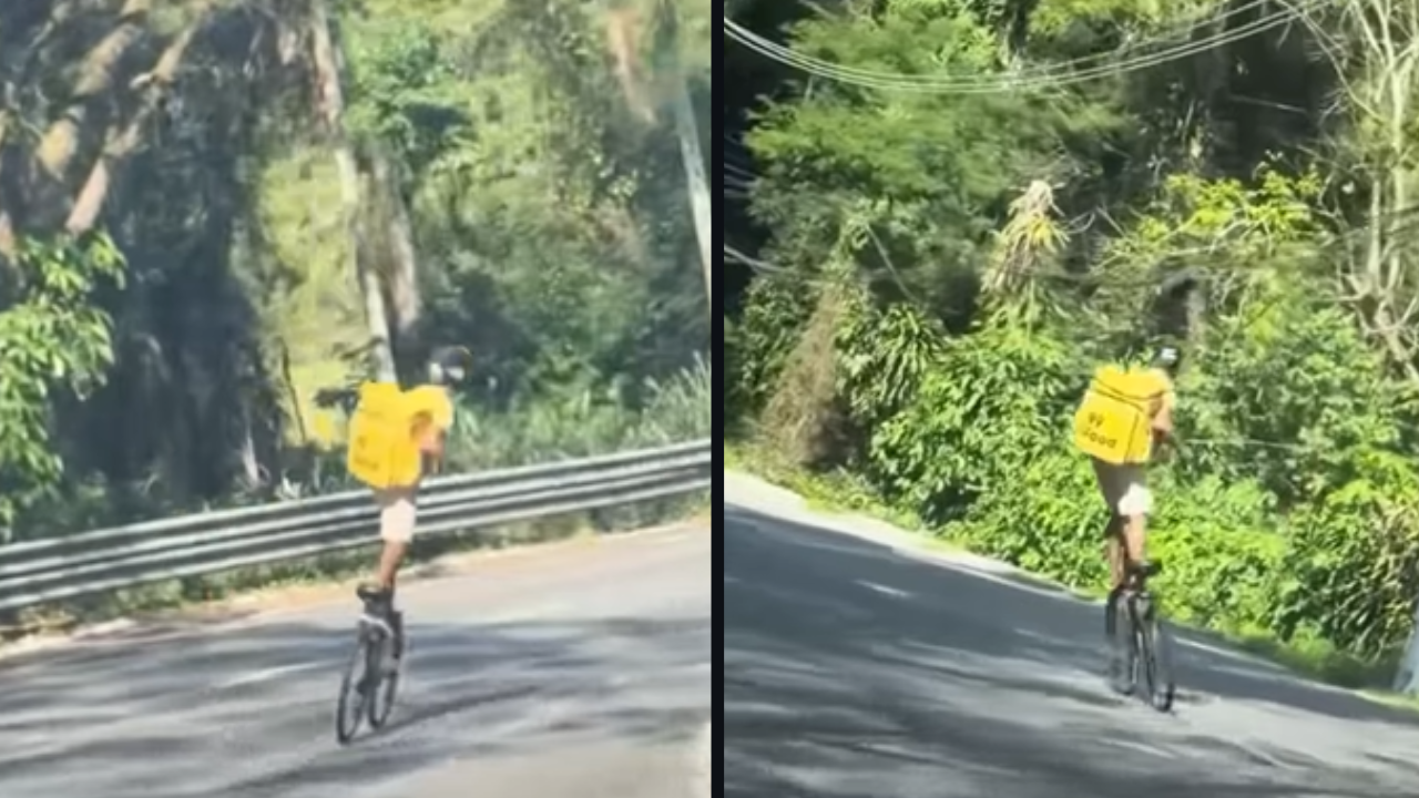 Entregador impressiona com manobra em descida e vídeo viraliza nas redes