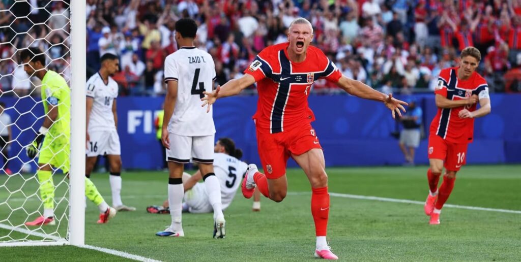 Haaland marca duas vezes e comanda estreia vitoriosa da Noruega contra Iraque