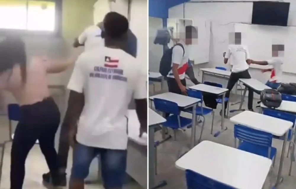 Vídeo: Confusão generalizada em escola deixa três estudantes e quatro funcionárias feridas