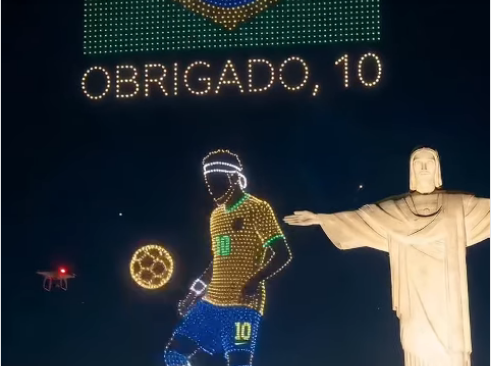 Vídeo criado por IA simula show de drones em homenagem a Neymar após eliminação da Copa