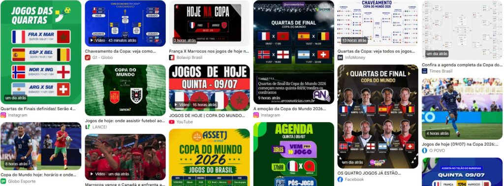 Agenda de jogos das quartas da Copa do Mundo 2026
