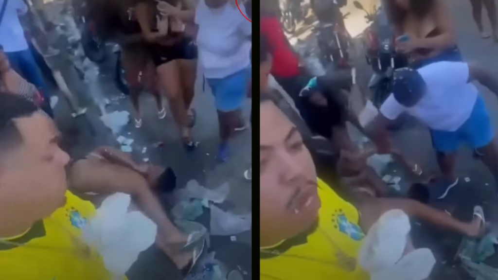 Vídeo: Confusão em baile na Cidade de Deus viraliza após homem ignorar briga e comer