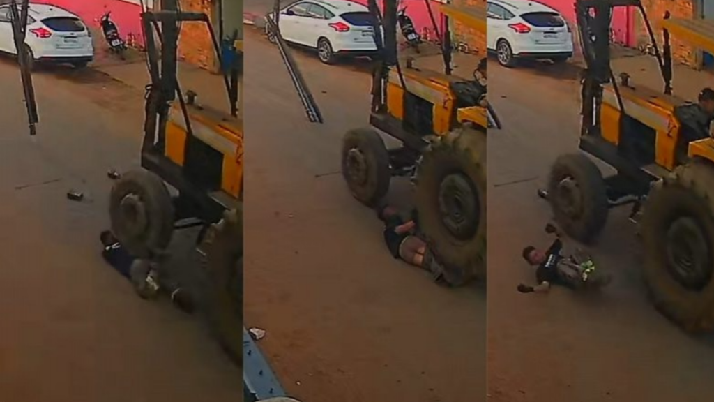 Vídeo: Trabalhador é atropelado duas vezes por trator durante serviço em Mato Grosso