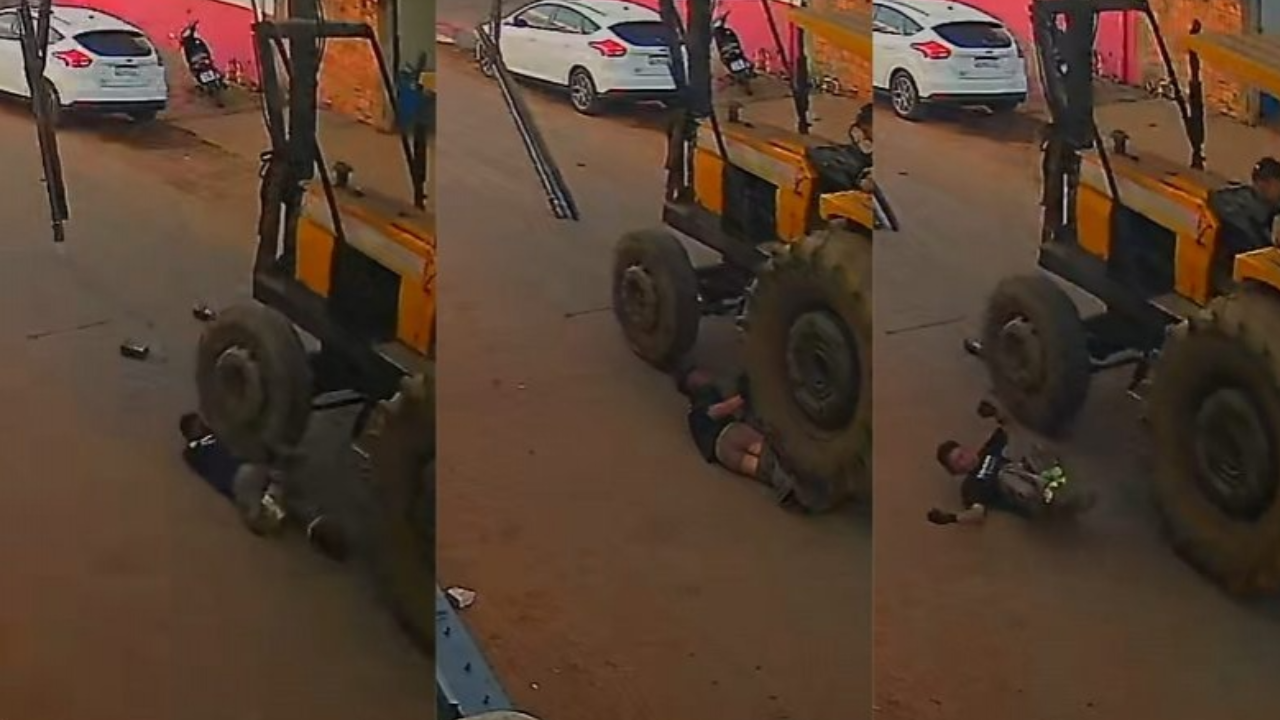 Vídeo: Trabalhador é atropelado duas vezes por trator durante serviço em Mato Grosso