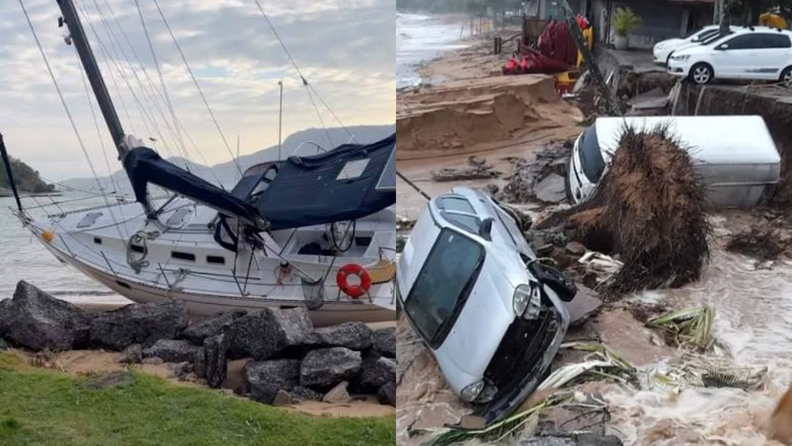 Vídeo: Ventania causa destruição em Ilhabela, arrasta embarcações e interrompe competição internacional de Vela