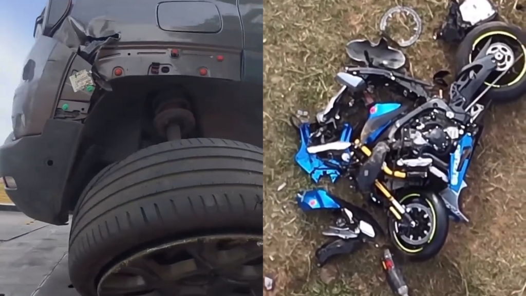 Motociclista morreu após bater na traseira de um carro na GO-020, em Senador Canedo; colisão foi registrada por câmera de monitoramento