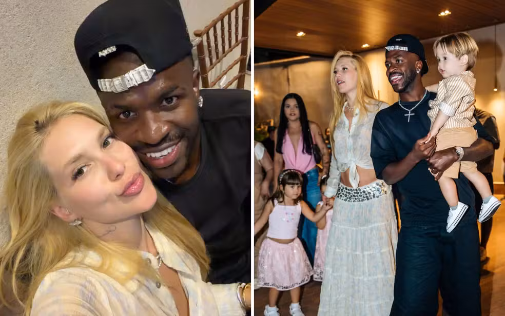 Vini Jr. se diverte com filho de Virginia em festa de família