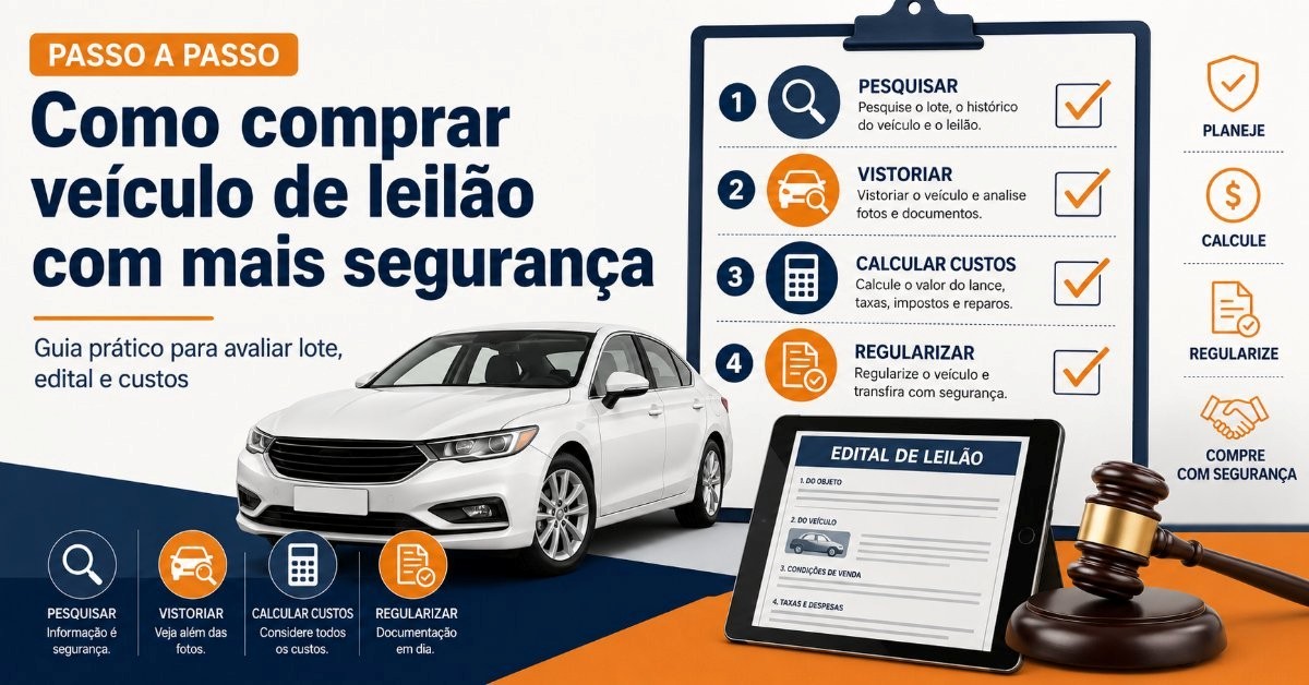 Como comprar veículo de leilão com mais segurança: guia em 10 etapas