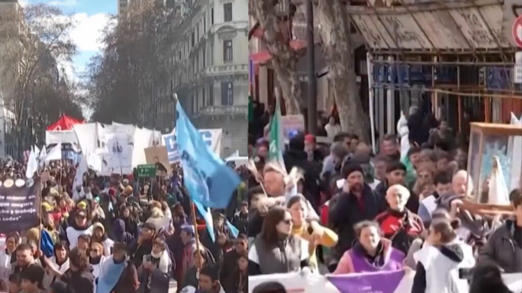 Vídeo: Argentinos marcham em Buenos Aires contra Milei e celebram São Caetano em protesto
