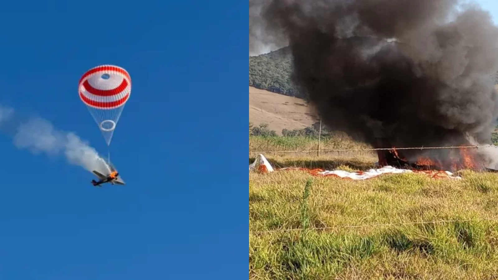 Piloto sobrevive após avião pegar fogo e cair em área de mata em Minas Gerais