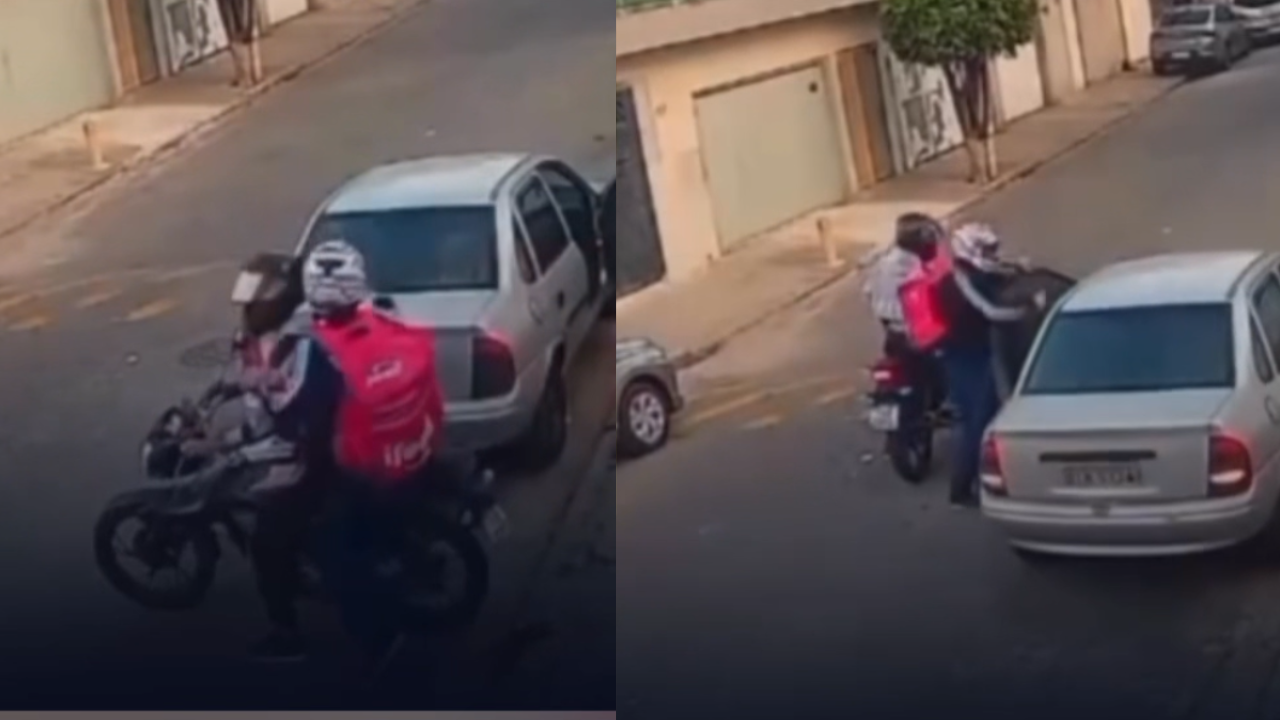 Motorista persegue e atropela assaltantes que se passam por entregadores; assista ao vídeo