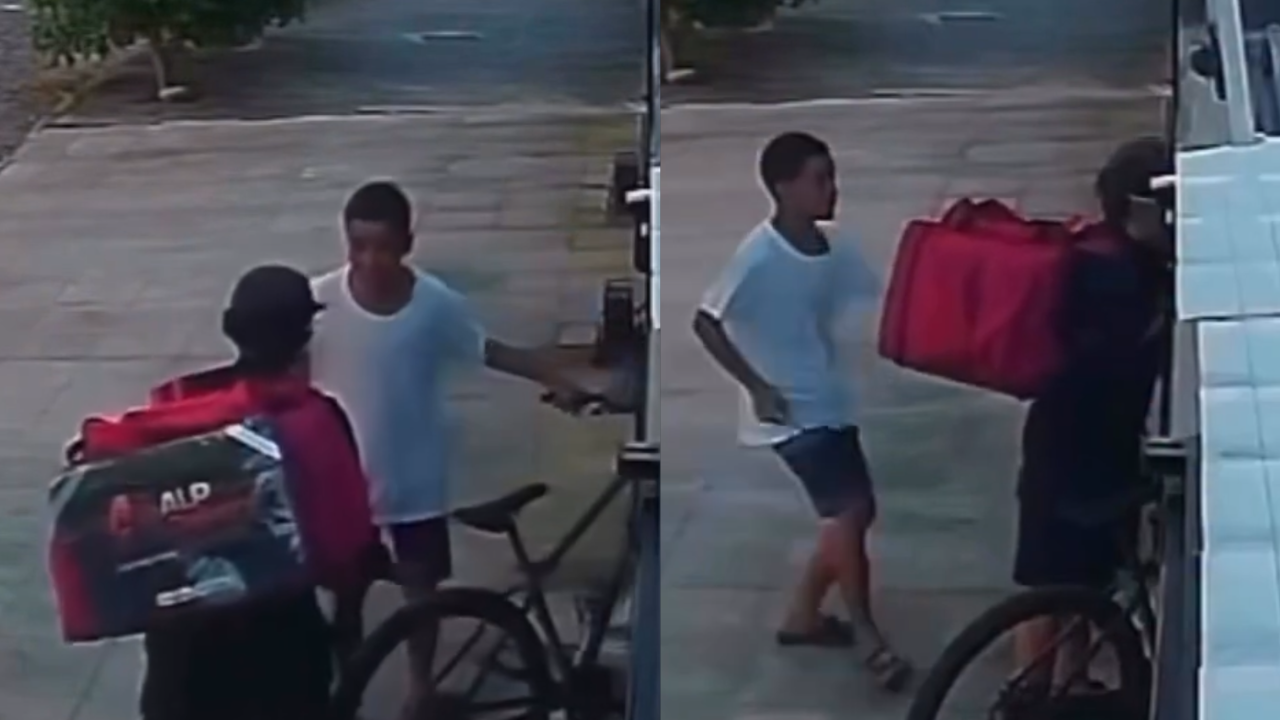 Vídeo: Entregador de aplicativo tem bicicleta e celular roubados durante entrega