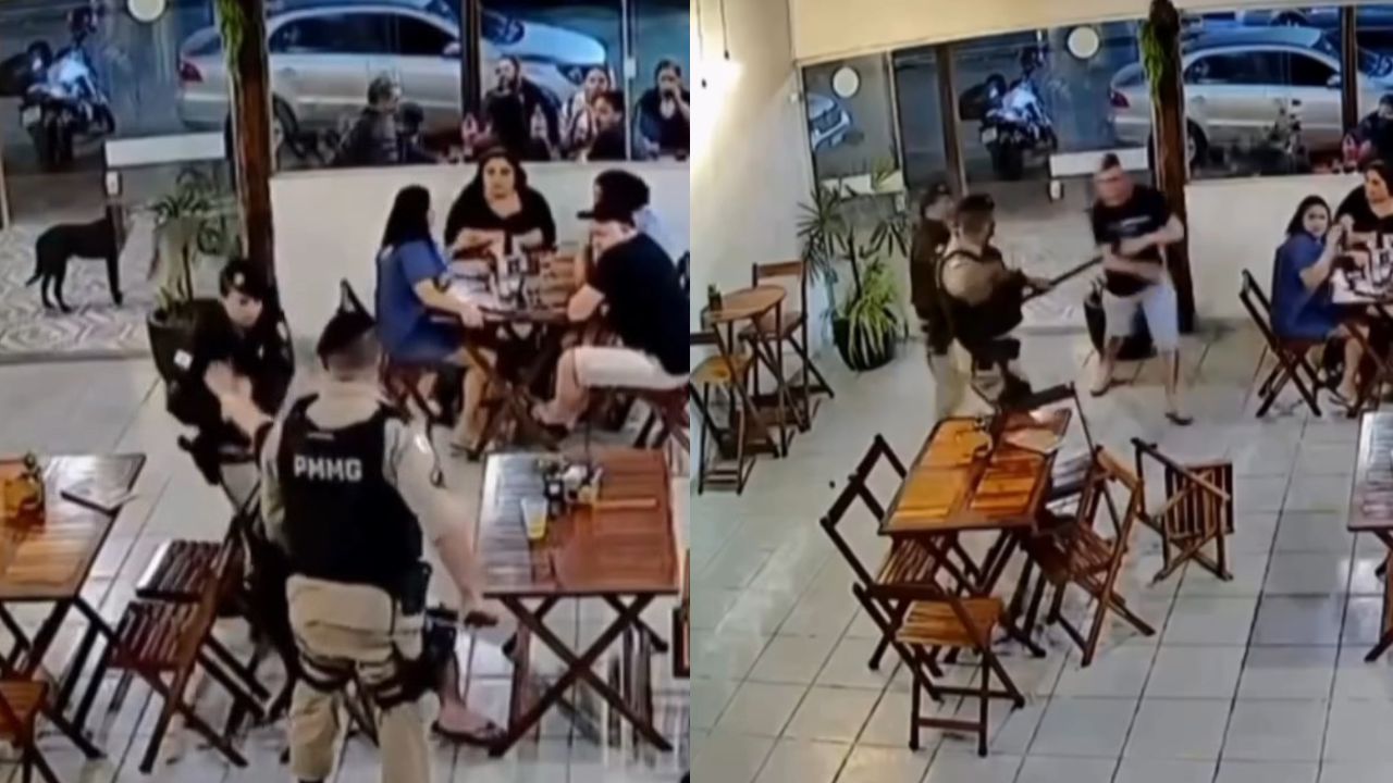 Cliente embriagado causa tumulto em pizzaria em BH e é contido por policiais; assista ao vídeo