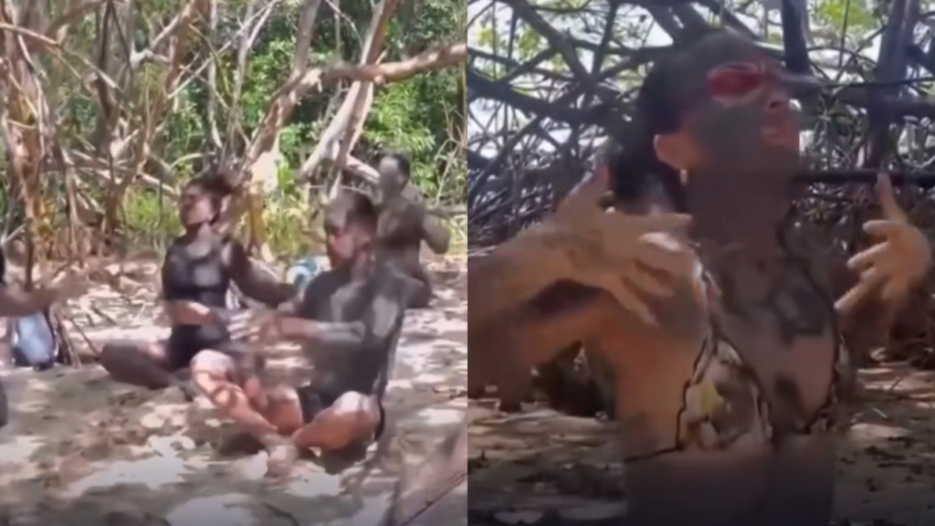 Grupo paga para se cobrir de lama em mangue e fazer exercícios de autoconhecimento; assista ao vídeo