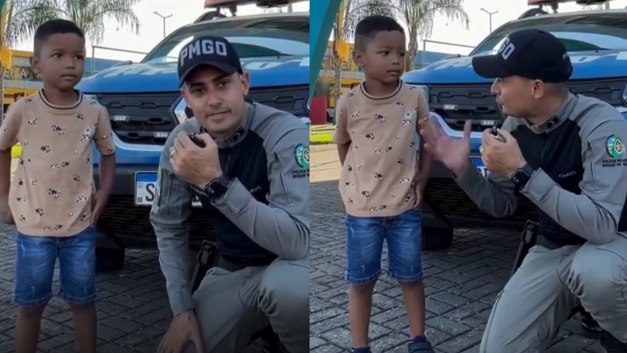 Menino de 5 anos denuncia tio à PM, e policial descobre que suspeito é criança da mesma idade; assista ao vídeo