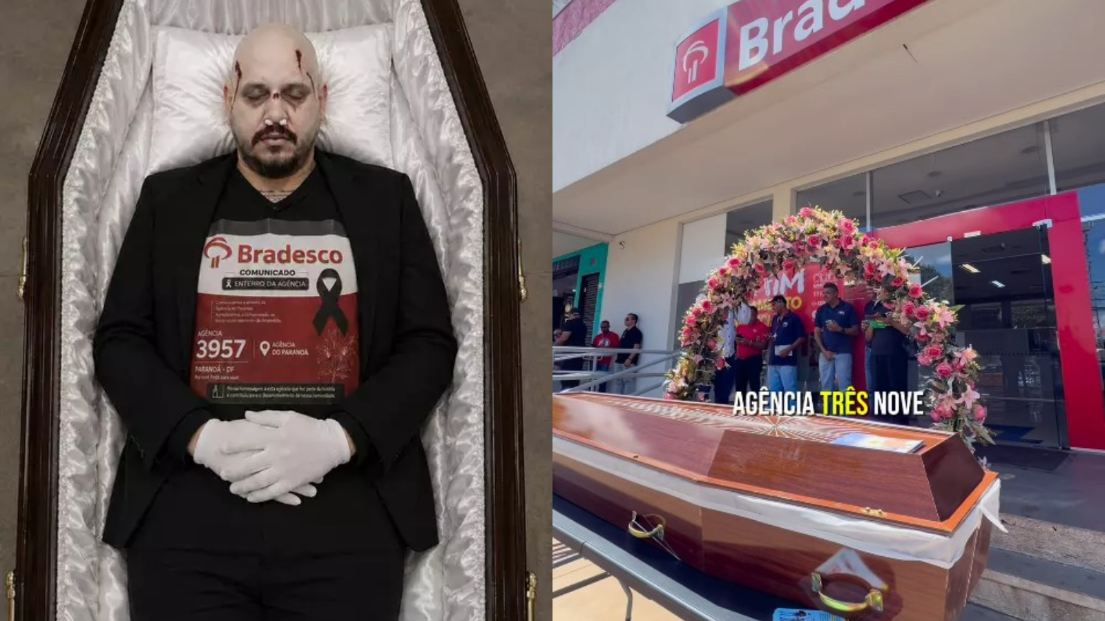 Agência do Bradesco é “velada e enterrada” em protesto no Paranoá-DF