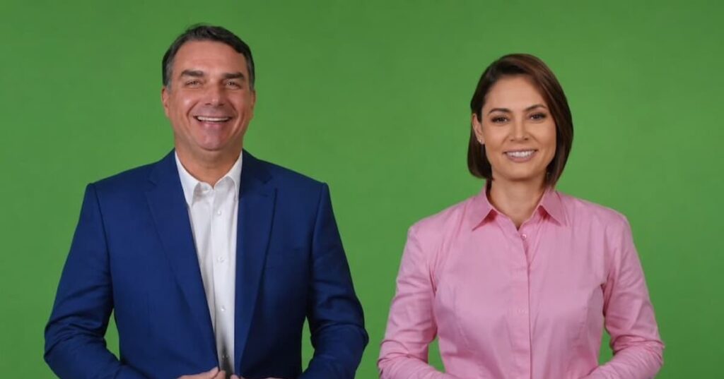 Após divergências, Michelle e Flávio Bolsonaro aparecem juntos em vídeo de campanha