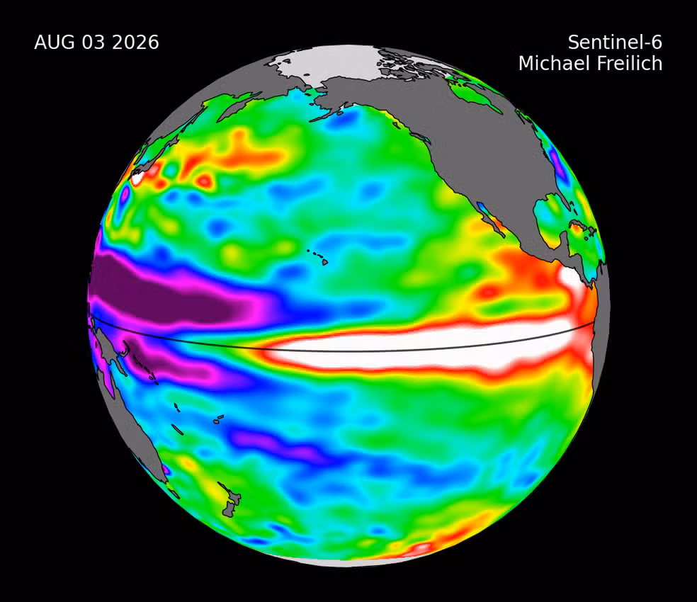 Agência dos EUA projeta 95% de chance de El Niño muito forte entre outubro e dezembro de 2026