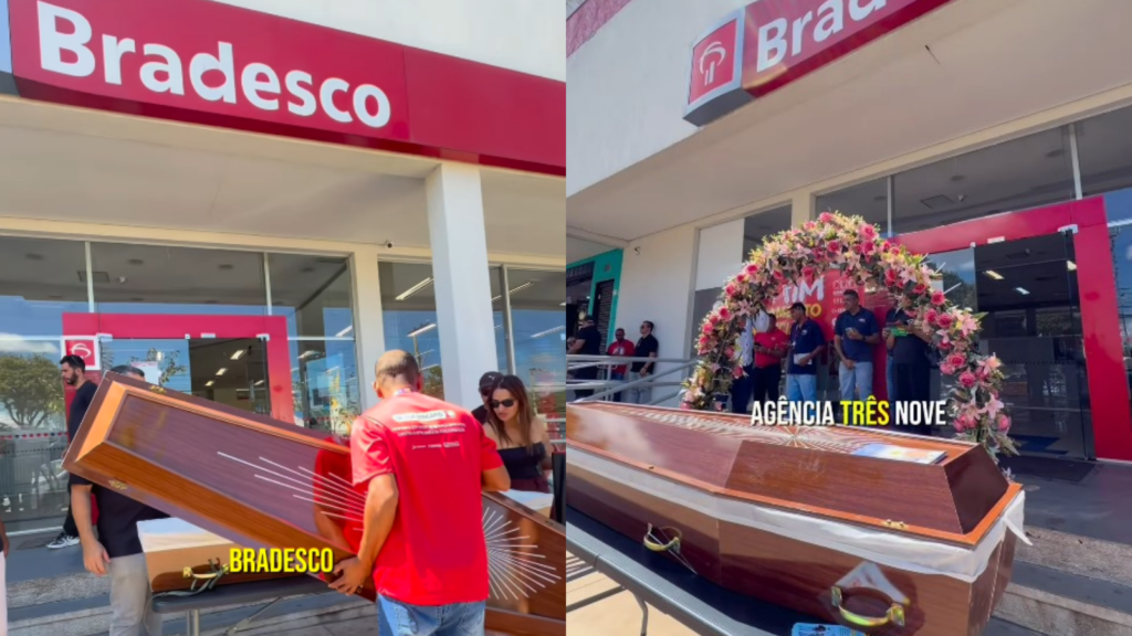 Protesto contra fechamento de agência do Bradesco leva cortejo às ruas do Paranoá
