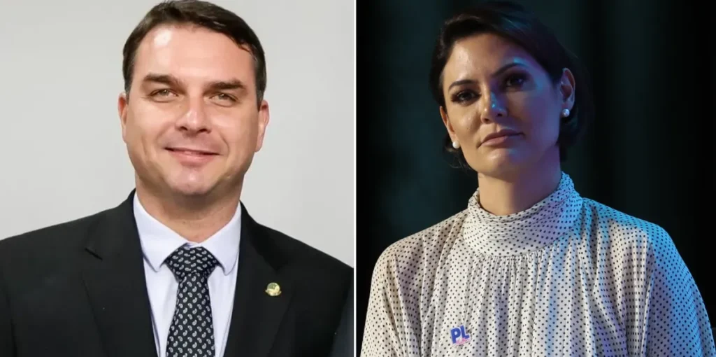 Michelle e Flávio Bolsonaro fazem primeira gravação conjunta para campanha eleitoral