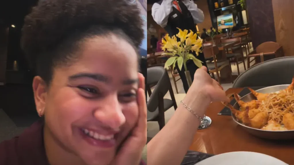 Tia Milena se emociona ao pagar pela primeira vez prato em restaurante