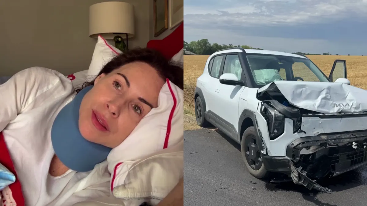 Minnie Driver sofre grave acidente na França e surge com pescoço imobilizado