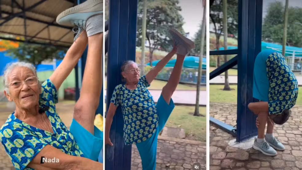 Aposentada de 84 anos viraliza ao mostrar flexibilidade em academia popular em Vitória