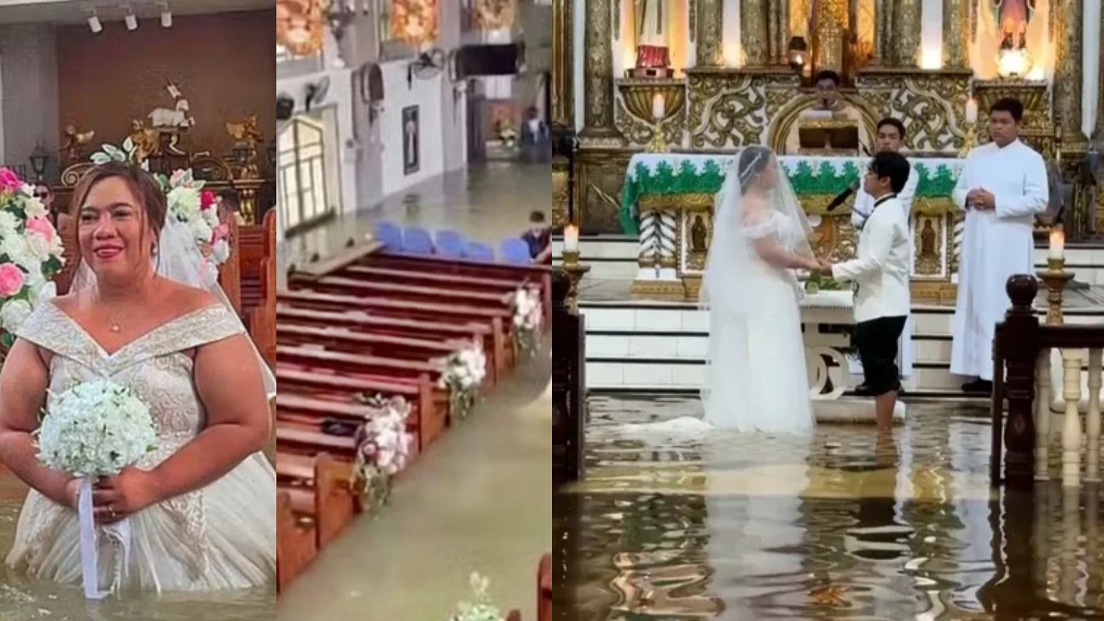 Vídeo: Casal mantém casamento mesmo com igreja alagada nas Filipinas