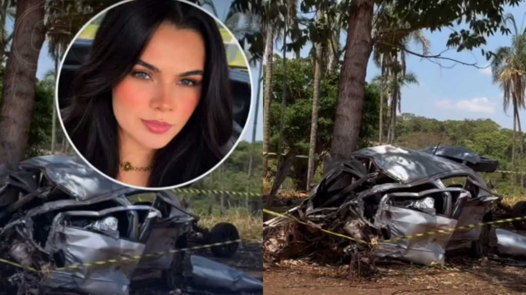 Vídeo: Morre ex-rainha da Festa do Peão de Santa Rosa de Goiás após carro bater em árvore na GO-426