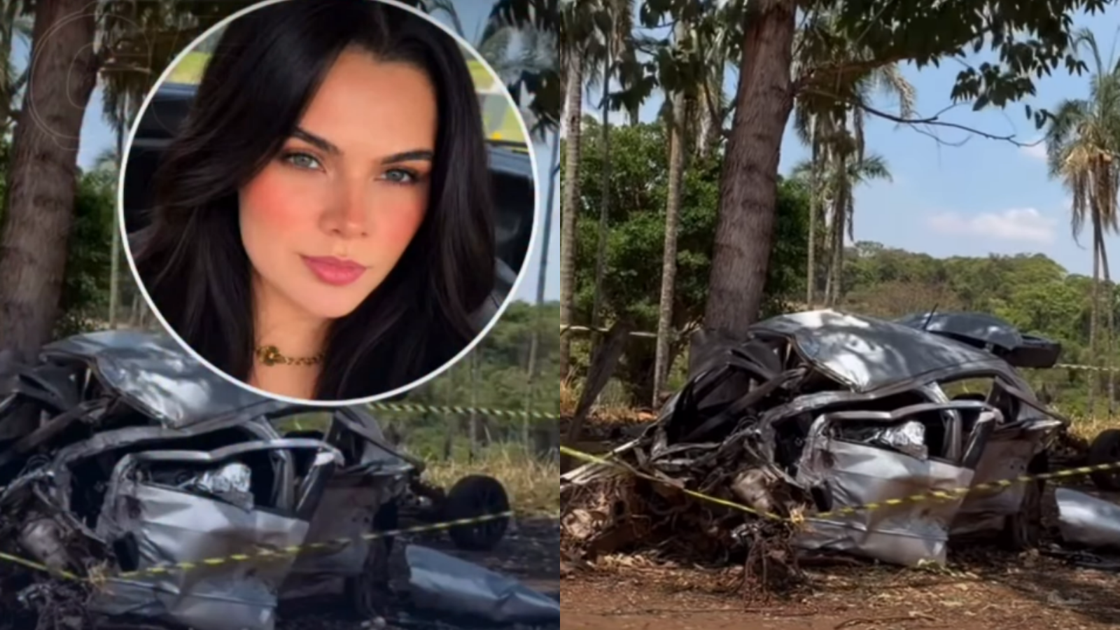 Vídeo: Morre ex-rainha da Festa do Peão de Santa Rosa de Goiás após carro bater em árvore na GO-426
