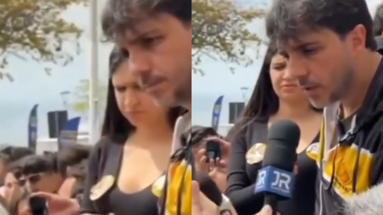 Renan Santos chama repórter de burro a apoiadores furtam microfone em SC; assista ao vídeo
