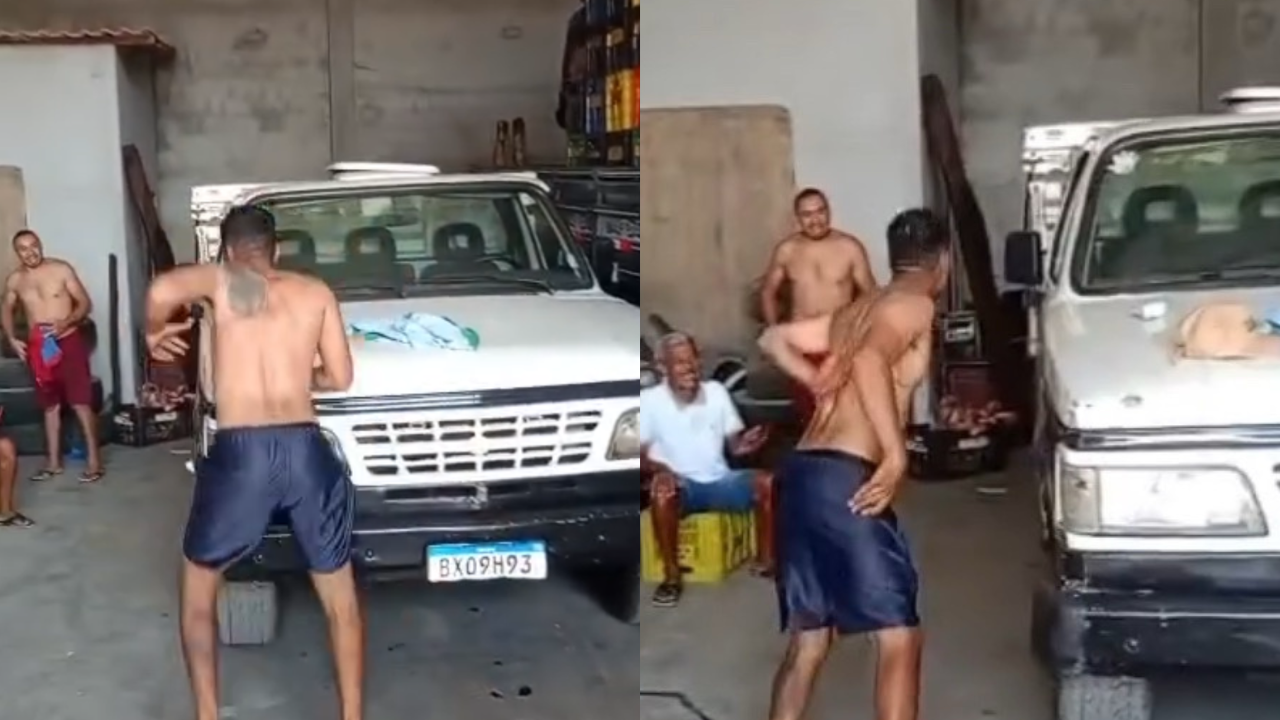 Homem leva cintada forte nas costas por R$ 150 em desafio e vídeo viraliza