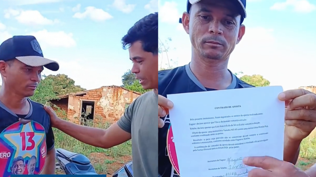 Vídeo: Apoiadores de Lula e Flávio Bolsonaro apostam as próprias motos no resultado da eleição