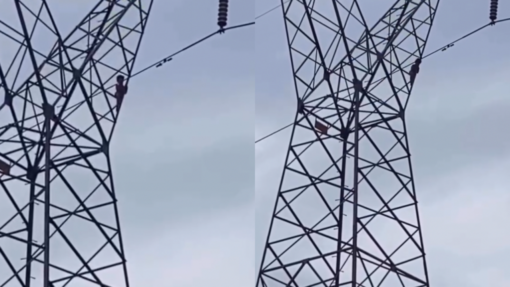 Vídeo: Menino de 5 anos escala torre de transmissão e é resgatado pelos bombeiros
