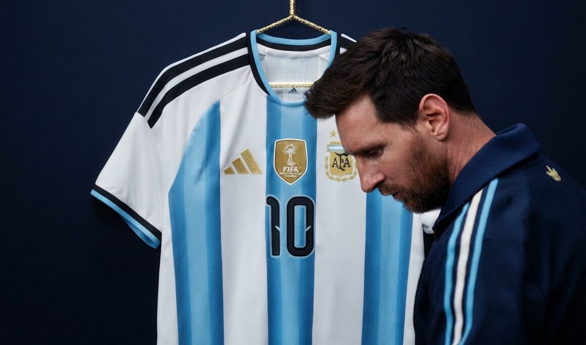 Messi apresenta uniforme para seu último jogo pela seleção da Argentina