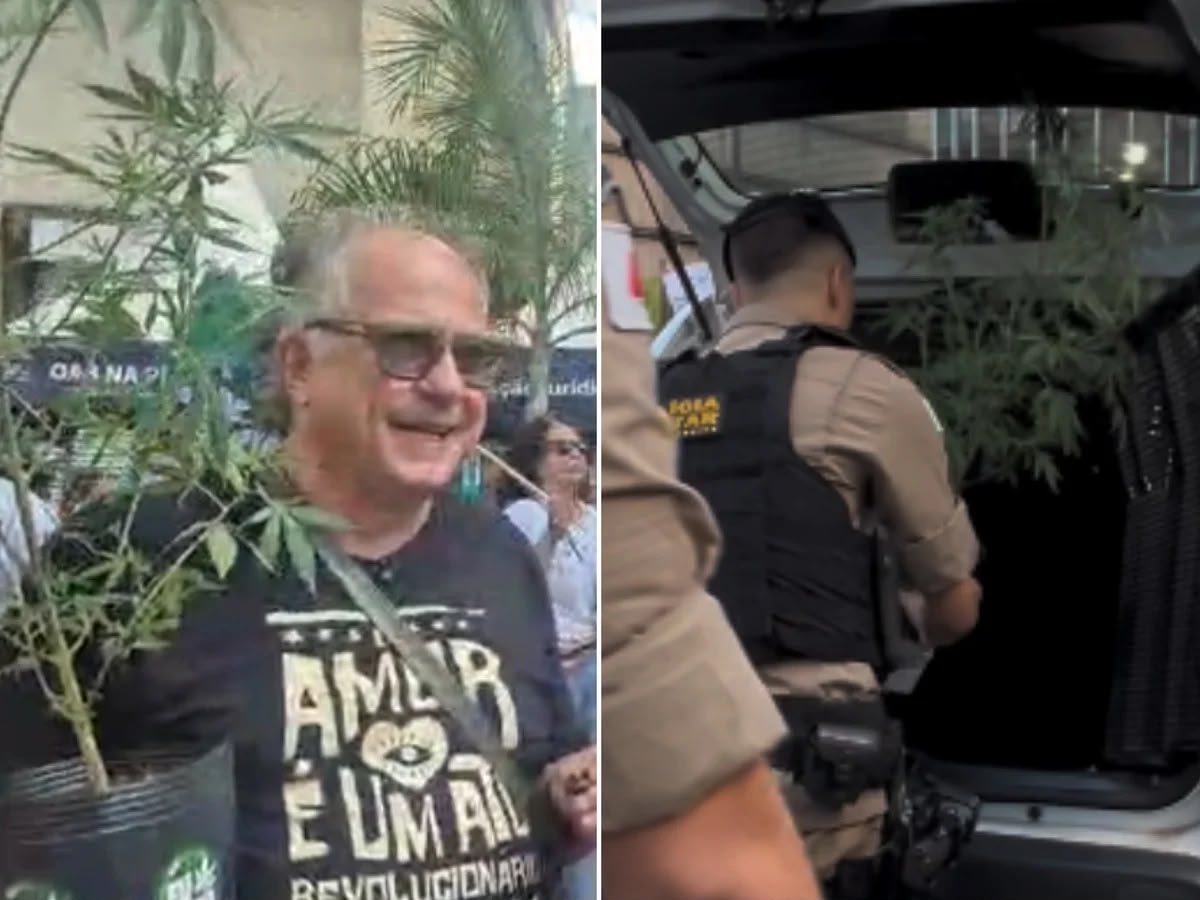 Ação de campanha com pé de maconha na Praça Sete termina com intervenção da PM em Belo Horizonte